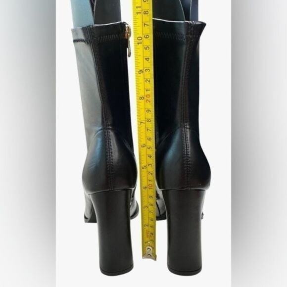 Princess Polly Mid-Calf Black Boots Women’s 6 Square Toe Block Heel Side Zipper - Picture 13 of 16